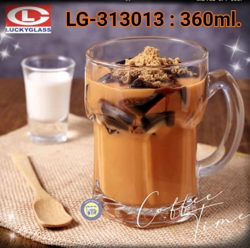 Lucky Thailand Glass Beer Mug 366ml Set of 6